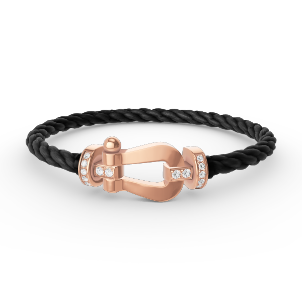 [✨Rose💎]BRACELET FORCE LARGE FER À CHEVAL DEMI-DIAMANT OR ROSE