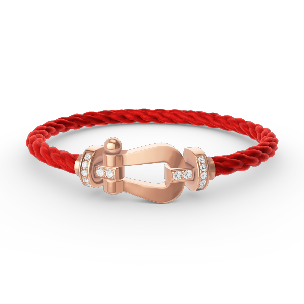 [✨Rose💎]BRACELET FORCE LARGE FER À CHEVAL DEMI-DIAMANT OR ROSE