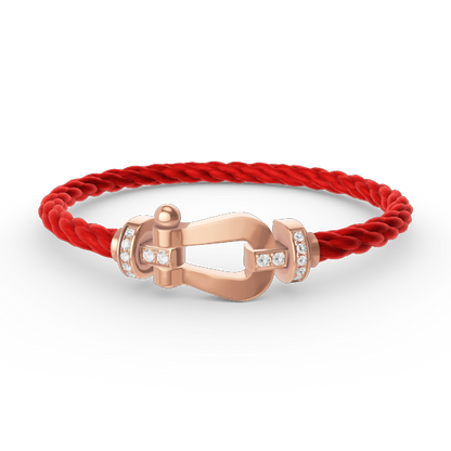 [✨Rose💎]BRACELET FORCE LARGE FER À CHEVAL DEMI-DIAMANT OR ROSE