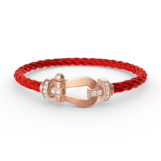 [✨Rose💎]BRACELET FORCE LARGE FER À CHEVAL DEMI-DIAMANT OR ROSE