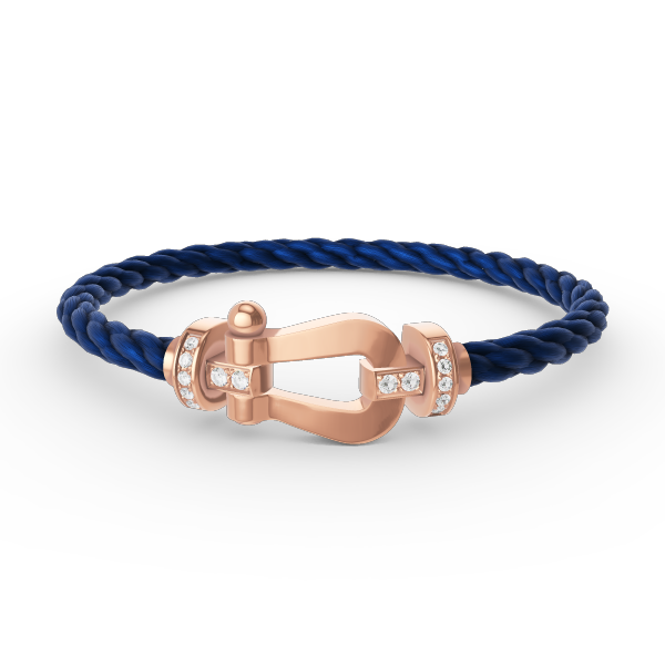 [✨Rose💎]BRACELET FORCE LARGE FER À CHEVAL DEMI-DIAMANT OR ROSE