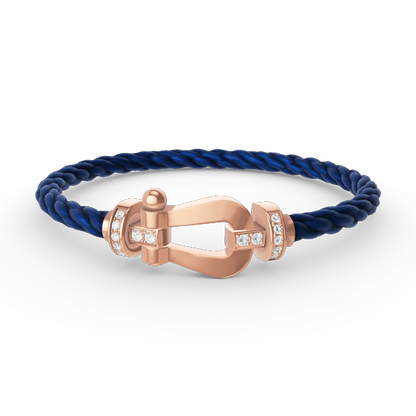 [✨Rose💎]BRACELET FORCE LARGE FER À CHEVAL DEMI-DIAMANT OR ROSE