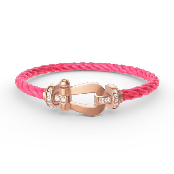 [✨Rose💎]BRACELET FORCE LARGE FER À CHEVAL DEMI-DIAMANT OR ROSE