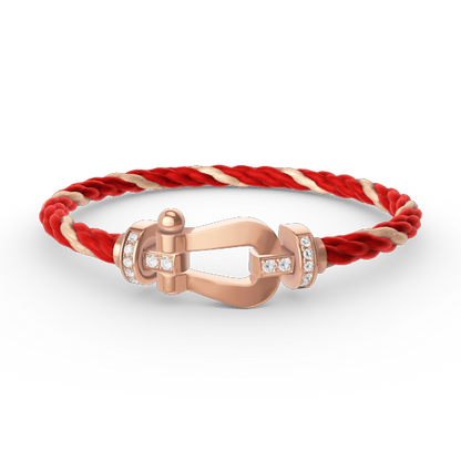 [✨Rose💎]BRACELET FORCE LARGE FER À CHEVAL DEMI-DIAMANT OR ROSE