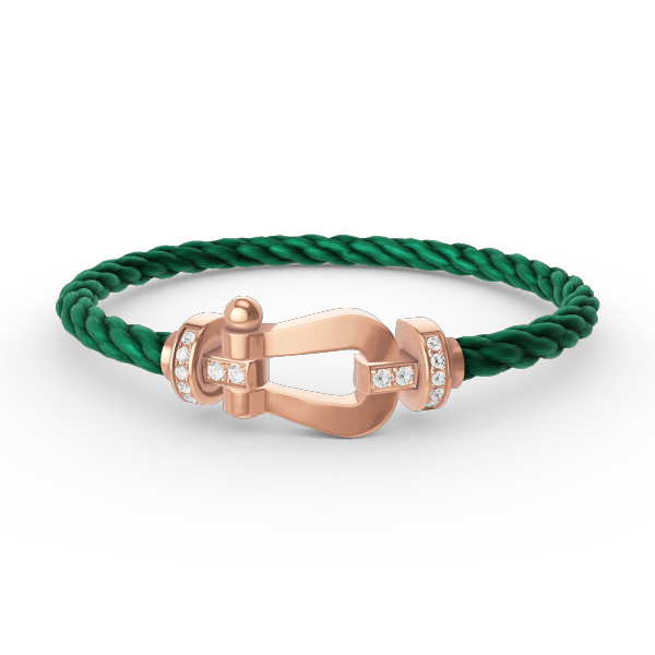 [✨Rose💎]BRACELET FORCE LARGE FER À CHEVAL DEMI-DIAMANT OR ROSE