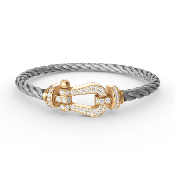 [✨Rose💎]BRACELET FORCE GRAND FER À CHEVAL ENTIÈREMENT DIAMANT OR