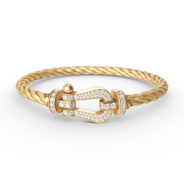 [✨Rose💎]BRACELET FORCE GRAND FER À CHEVAL ENTIÈREMENT DIAMANT OR