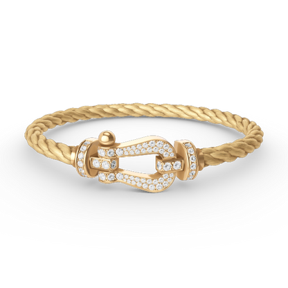 [✨Rose💎]BRACELET FORCE GRAND FER À CHEVAL ENTIÈREMENT DIAMANT OR