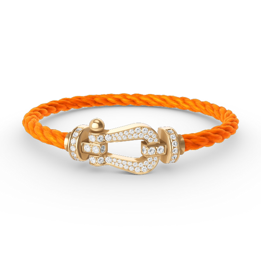 [✨Rose💎]BRACELET FORCE GRAND FER À CHEVAL ENTIÈREMENT DIAMANT OR