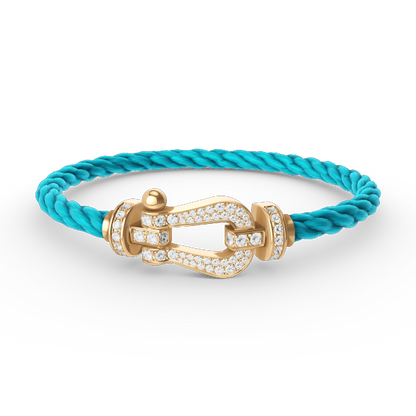 [✨Rose💎]BRACELET FORCE GRAND FER À CHEVAL ENTIÈREMENT DIAMANT OR