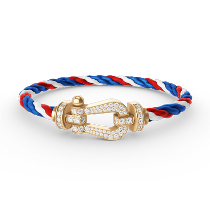 [✨Rose💎]BRACELET FORCE GRAND FER À CHEVAL ENTIÈREMENT DIAMANT OR