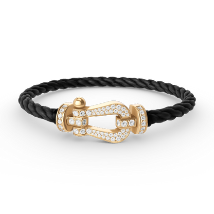 [✨Rose💎]BRACELET FORCE GRAND FER À CHEVAL ENTIÈREMENT DIAMANT OR