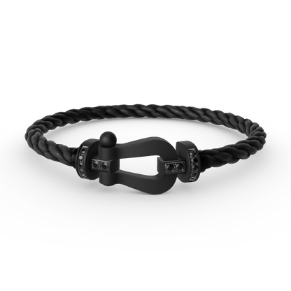 [✨Rose💎]BRACELET SAMOURAÏ NOIR FORCE LARGE SERIES FER À CHEVAL