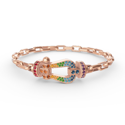 [✨Rose💎]BRACELET MÉTAL FORCE LARGE FERMOIR FER À CHEVAL