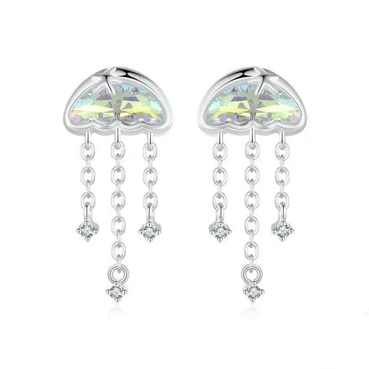 Boucles d'oreilles à clous en forme de méduses irisées pour femmes et adolescentes
