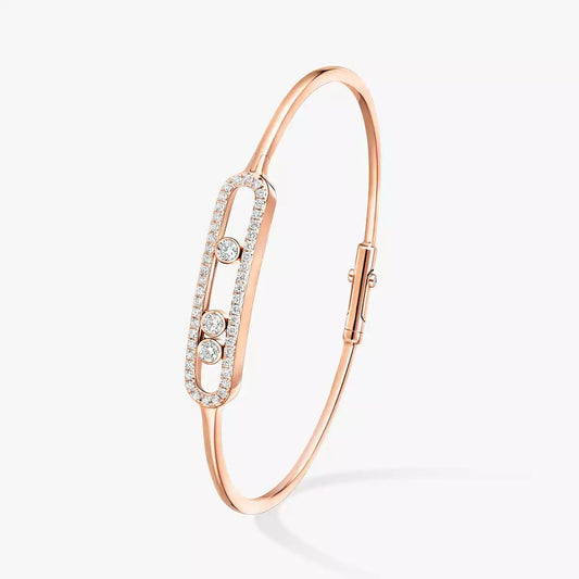 [✨Rose💎]Move Pave Diamond Bangle Bracelet M