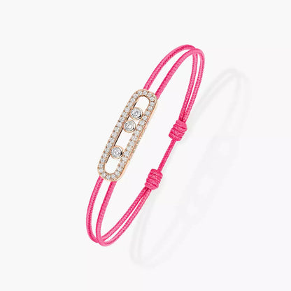 [✨Rose💎]Messika Care(s) pink cord pav茅 bracelet