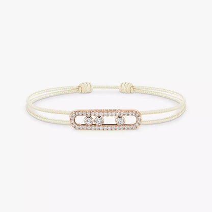 [✨Rose💎]Messika Care(s) pink cord pav茅 bracelet