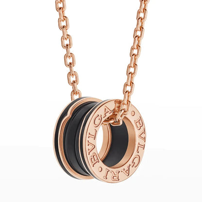 [✨Rose💎] COLLIER ZÉRO 1 EN CÉRAMIQUE NOIRE ET OR ROSE
