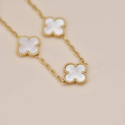[✨Rose💎]CLOVER WHITE PEARL MOP 5 MOTIF BRACELET COLLECTION
