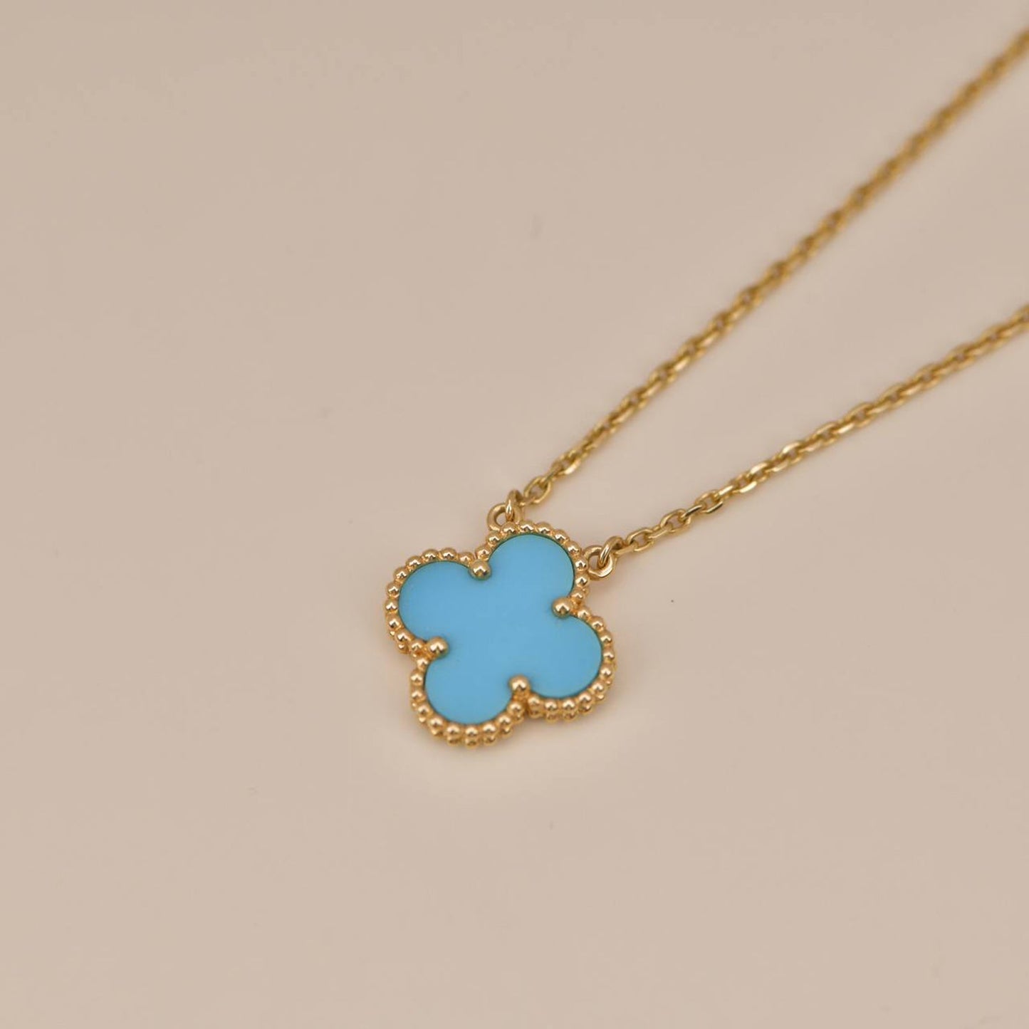 [✨Rose💎] COLLIER TRÈFLE 15 MM TURQUOISE VINTAGE