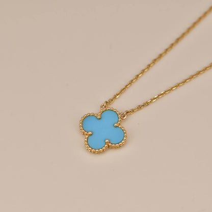 [✨Rose💎] COLLIER TRÈFLE 15 MM TURQUOISE VINTAGE