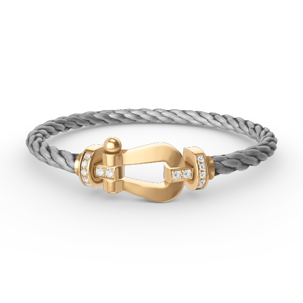 [✨Rose💎]BRACELET FORCE LARGE FER À CHEVAL DEMI-DIAMANT OR