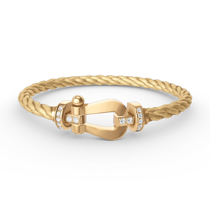 [✨Rose💎]BRACELET FORCE LARGE FER À CHEVAL DEMI-DIAMANT OR