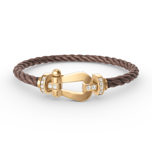 [✨Rose💎]BRACELET FORCE LARGE FER À CHEVAL DEMI-DIAMANT OR