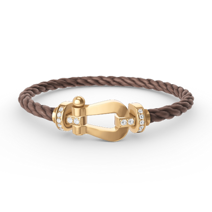 [✨Rose💎]BRACELET FORCE LARGE FER À CHEVAL DEMI-DIAMANT OR
