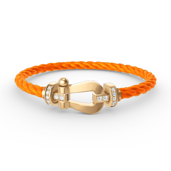 [✨Rose💎]BRACELET FORCE LARGE FER À CHEVAL DEMI-DIAMANT OR