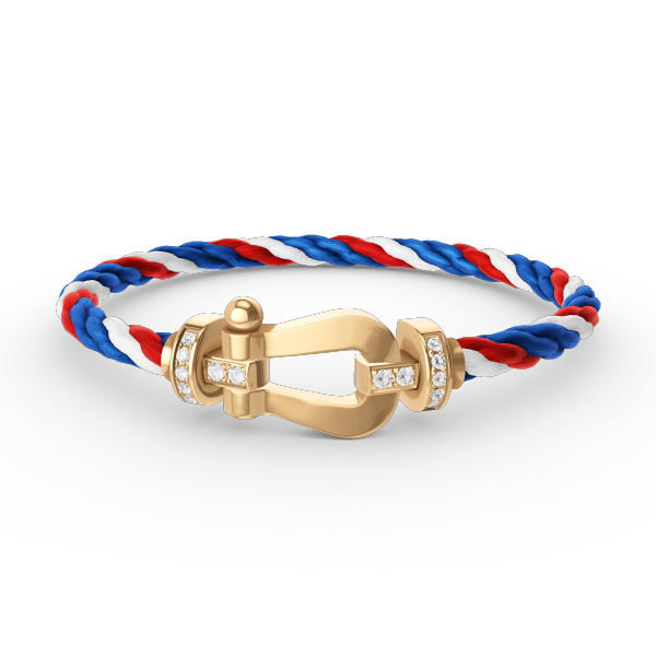 [✨Rose💎]BRACELET FORCE LARGE FER À CHEVAL DEMI-DIAMANT OR