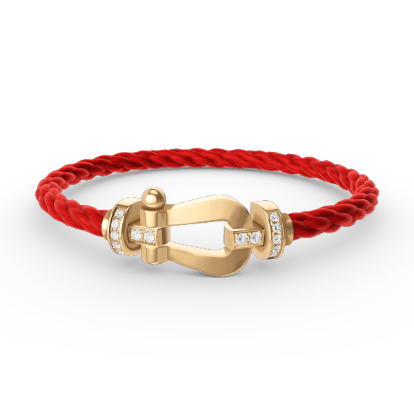 [✨Rose💎]BRACELET FORCE LARGE FER À CHEVAL DEMI-DIAMANT OR