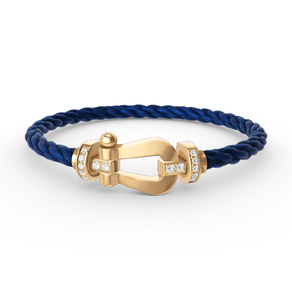 [✨Rose💎]BRACELET FORCE LARGE FER À CHEVAL DEMI-DIAMANT OR