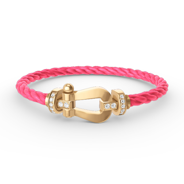 [✨Rose💎]BRACELET FORCE LARGE FER À CHEVAL DEMI-DIAMANT OR