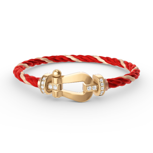 [✨Rose💎]BRACELET FORCE LARGE FER À CHEVAL DEMI-DIAMANT OR