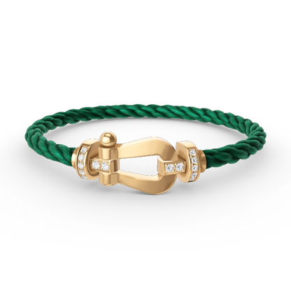 [✨Rose💎]BRACELET FORCE LARGE FER À CHEVAL DEMI-DIAMANT OR