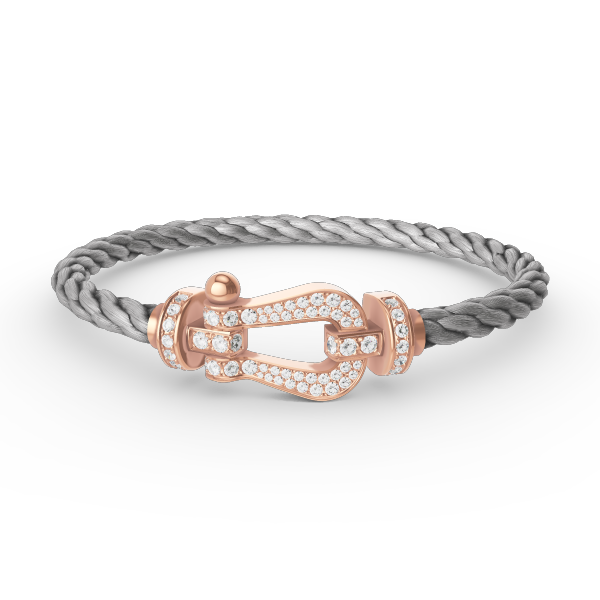[✨Rose💎]BRACELET FORCE GRAND FER À CHEVAL ENTIÈREMENT DIAMANT OR ROSE