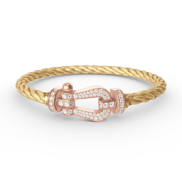 [✨Rose💎]BRACELET FORCE GRAND FER À CHEVAL ENTIÈREMENT DIAMANT OR ROSE