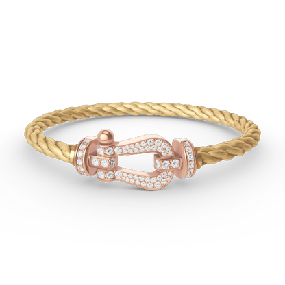 [✨Rose💎]BRACELET FORCE GRAND FER À CHEVAL ENTIÈREMENT DIAMANT OR ROSE