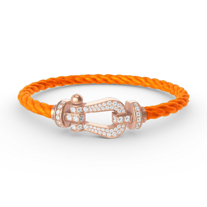 [✨Rose💎]BRACELET FORCE GRAND FER À CHEVAL ENTIÈREMENT DIAMANT OR ROSE