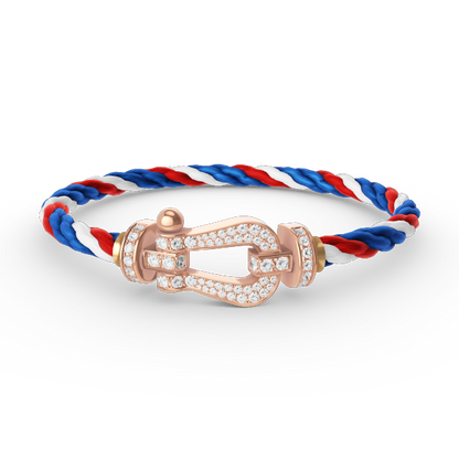 [✨Rose💎]BRACELET FORCE GRAND FER À CHEVAL ENTIÈREMENT DIAMANT OR ROSE