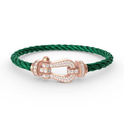 [✨Rose💎]BRACELET FORCE GRAND FER À CHEVAL ENTIÈREMENT DIAMANT OR ROSE