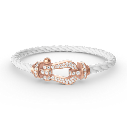 [✨Rose💎]BRACELET FORCE GRAND FER À CHEVAL ENTIÈREMENT DIAMANT OR ROSE
