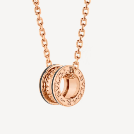 [✨Rose💎] COLLIER PENDENTIF ROCK ZERO 1 OR ROSE NOIR