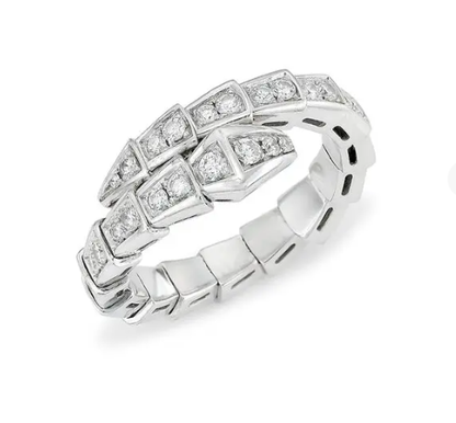 [✨Rose💎]BAGUE SERPENTI ARGENT PAVÉ DIAMANTS 4MM