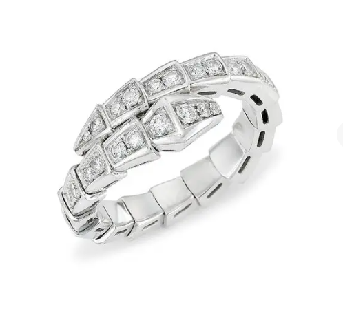 [✨Rose💎]BAGUE SERPENTI ARGENT PAVÉ DIAMANTS 4MM