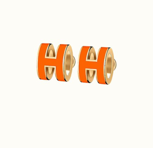 [✨Rose💎]MINI BOUCLES D'OREILLES POP H ORANGE