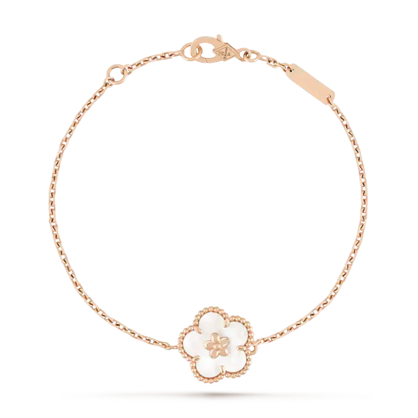 [✨Rose💎]BRACELET PORTE-BONHEUR EN FLEUR DE PRUNIER À NACRE BLANCHE