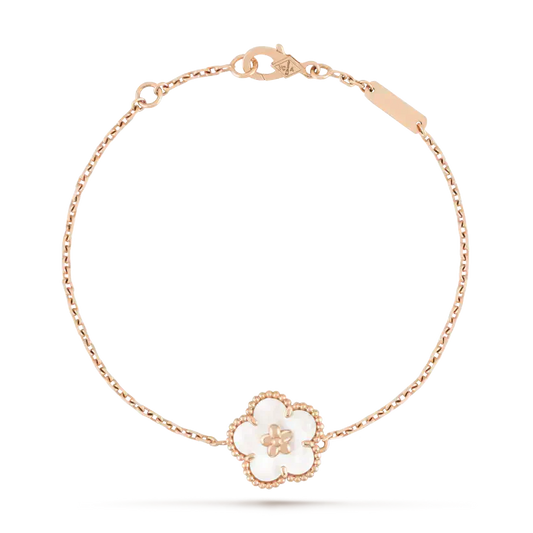 [✨Rose💎]BRACELET PORTE-BONHEUR EN FLEUR DE PRUNIER À NACRE BLANCHE